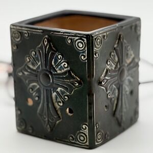 Scentsy Gothic Cross Electric Wax Warmer 19262 Dark Bronze Ceramic 25W Square
